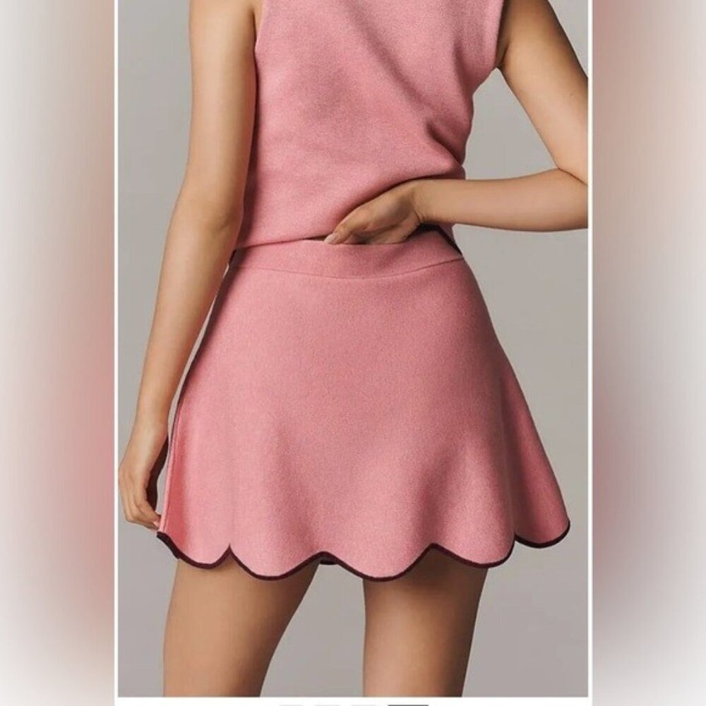 NWT Size L - Maeve scalloped-hem mini skirt Candy Pink (NWT US$ 98)